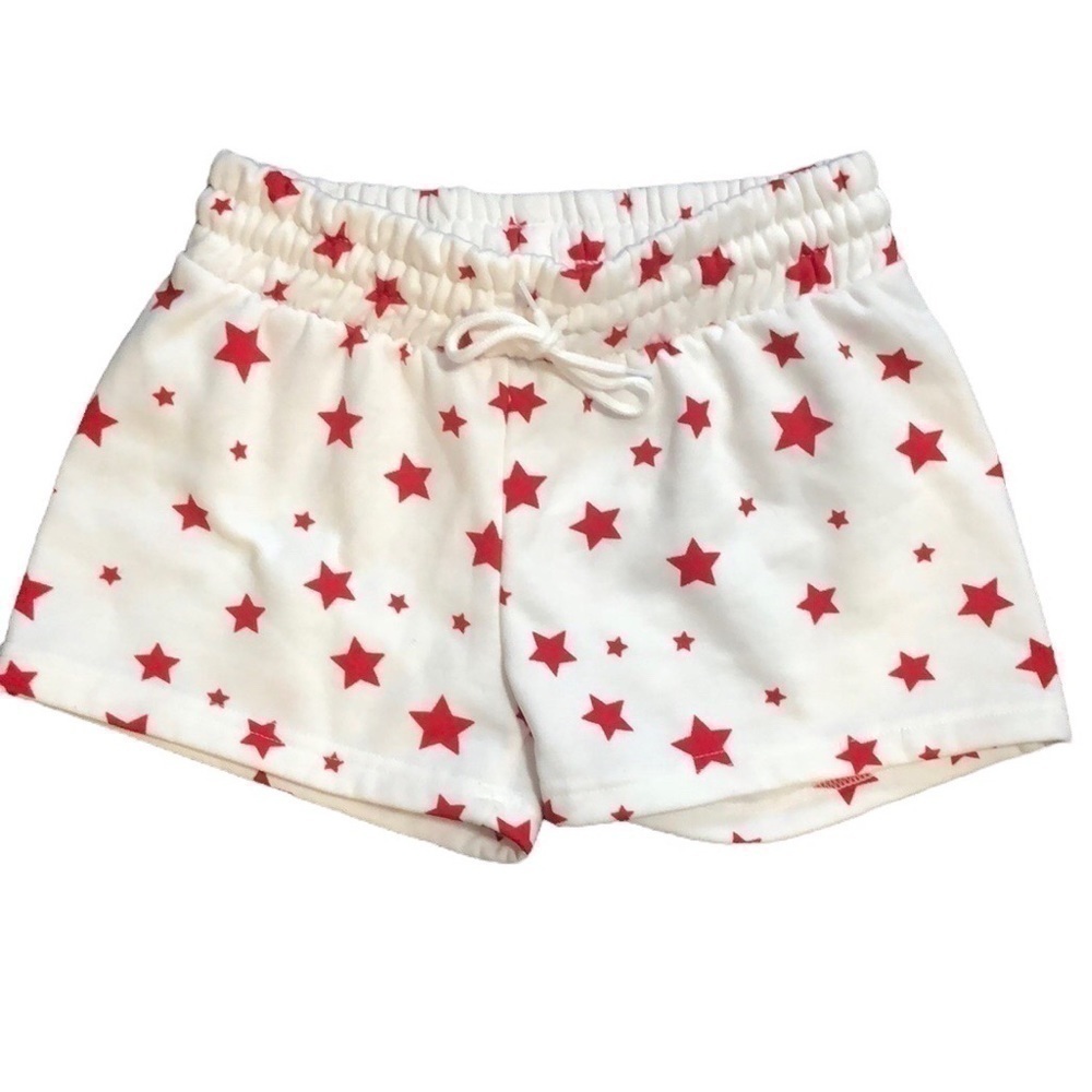 NWOT LOVE STREAK COZY SHORTS WITH RED STARS SIZE SMALL